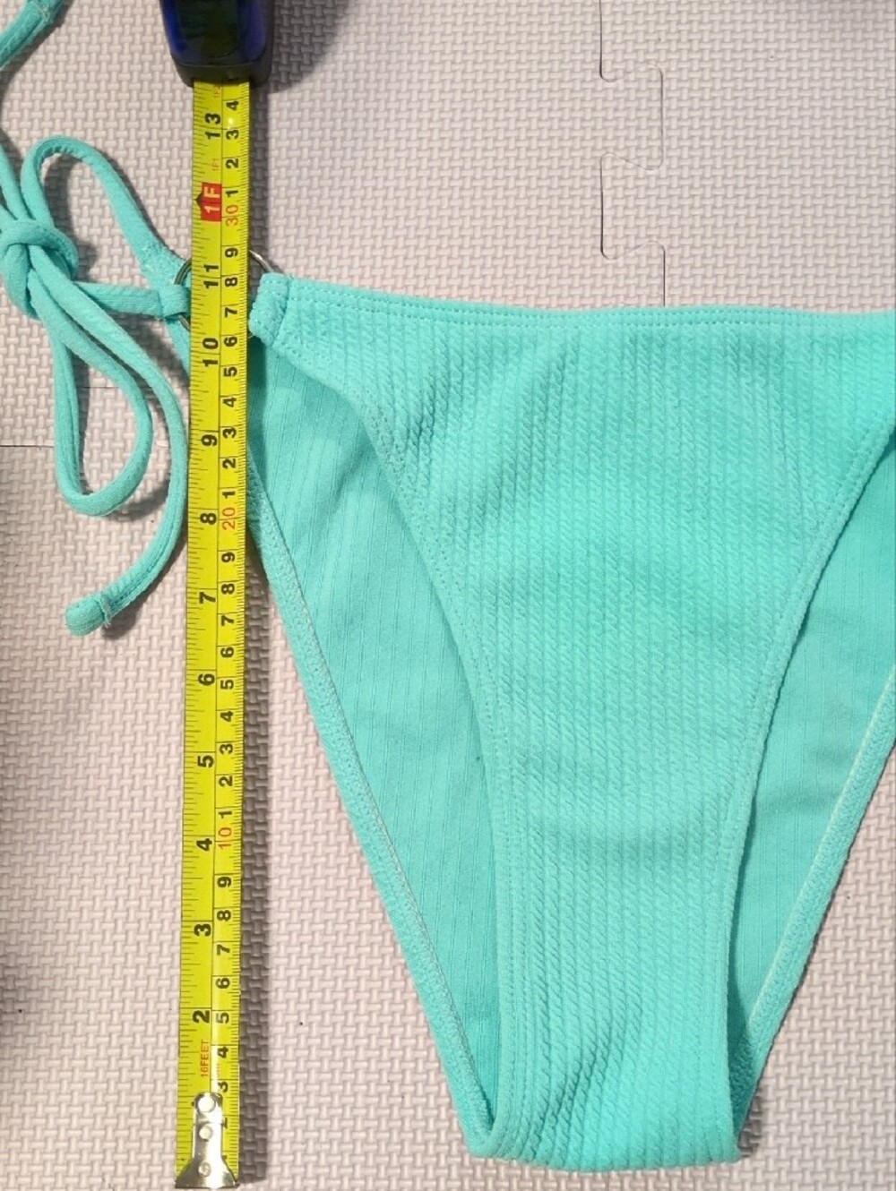 Turquoise Ribbed Triangle Bikini - Size Large - Picture 6 of 11